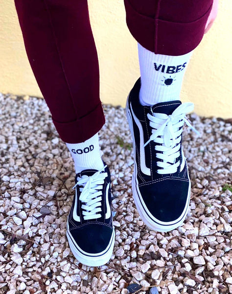 Chaussettes blanches Good Vibes